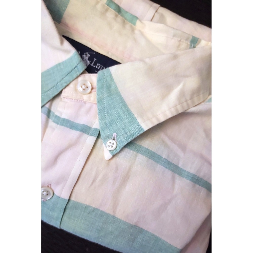 Ralph Lauren Button Down Shirt Mens Large Multi Color Striped Cotton Madras SS
